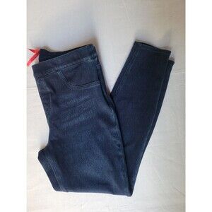 Spanx Pull On Skinny High Rise Denim jeans dark wash Size L